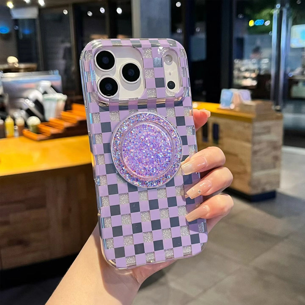 Glitter Chessboard MagSafe Phone Case Grip Set