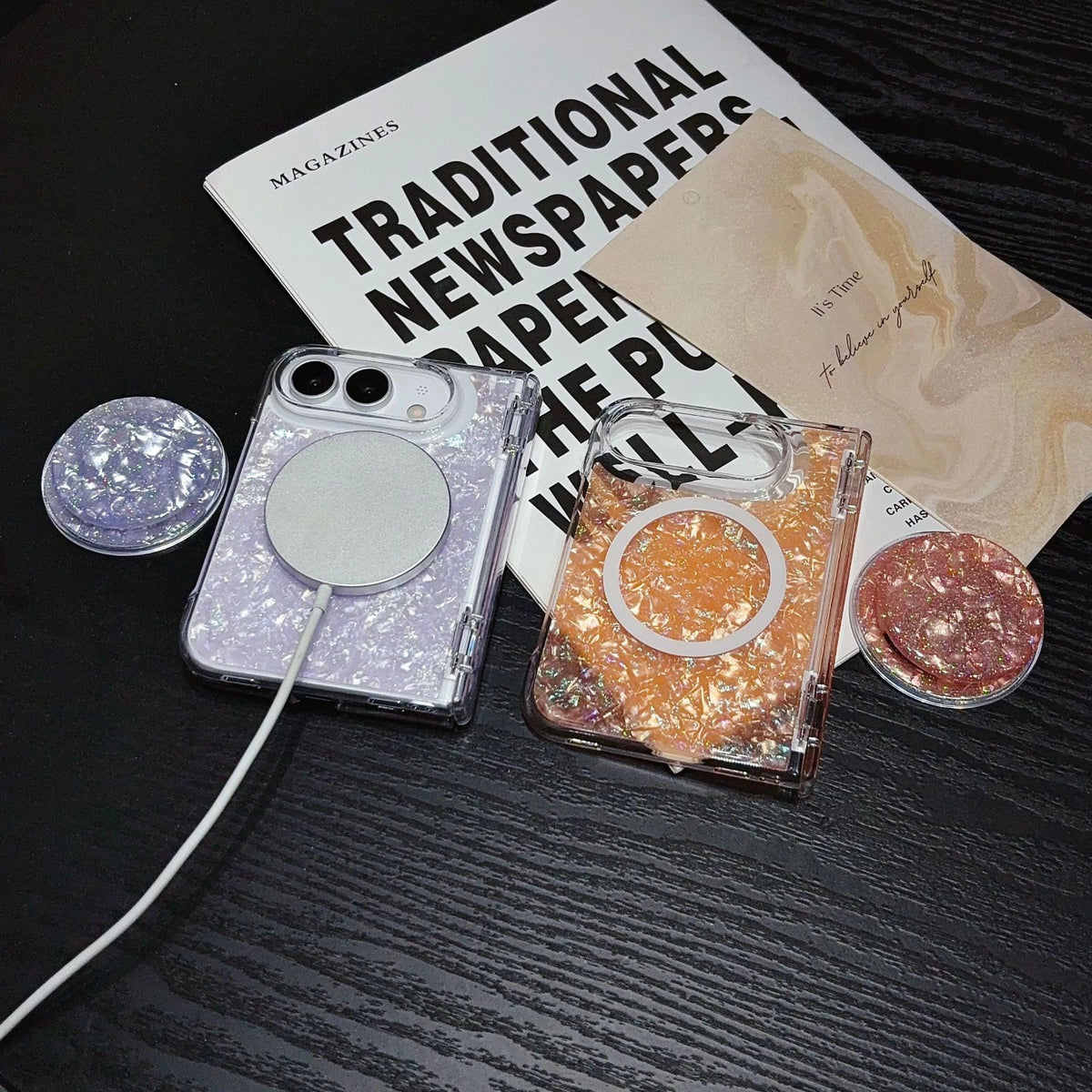 Opal Crush MagSafe Phone Case Grip Set-Pink