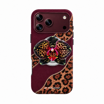 Wild Burgundy Leopard MagSafe Phone Case Grip Set