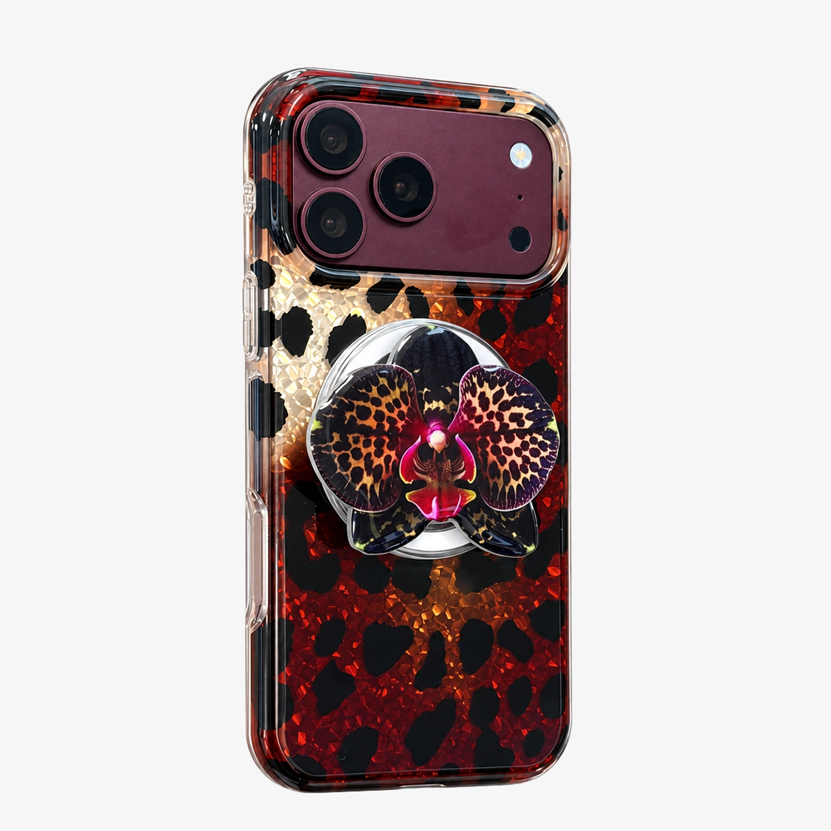 Glitter Leopard MagSafe Phone Case Grip Set-Brown