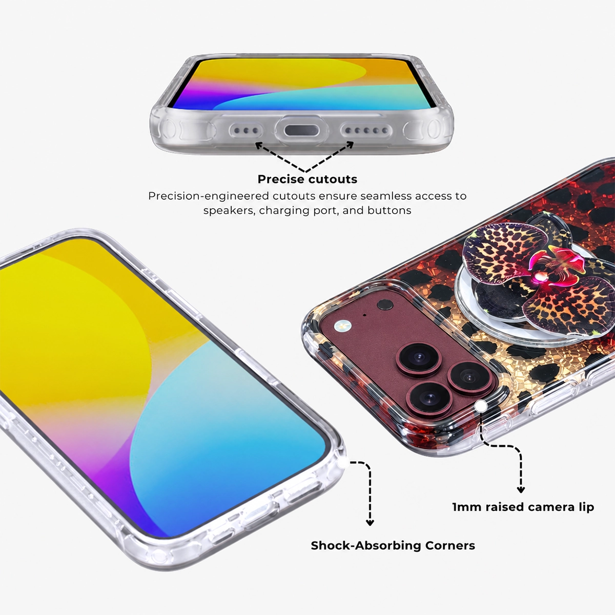 Glitter Leopard MagSafe Phone Case Grip Set-Brown