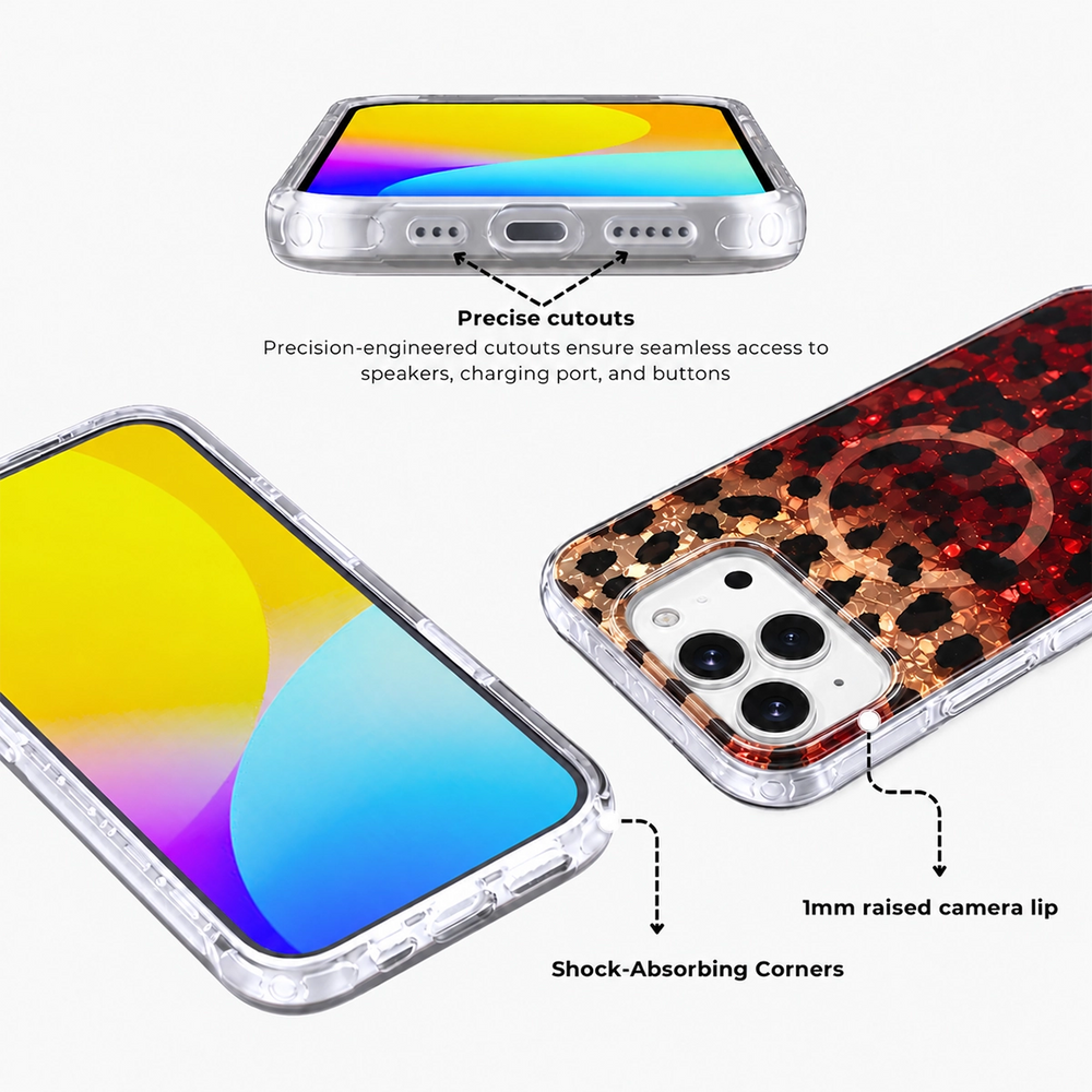 Glitter Leopard MagSafe Phone Case-Brown