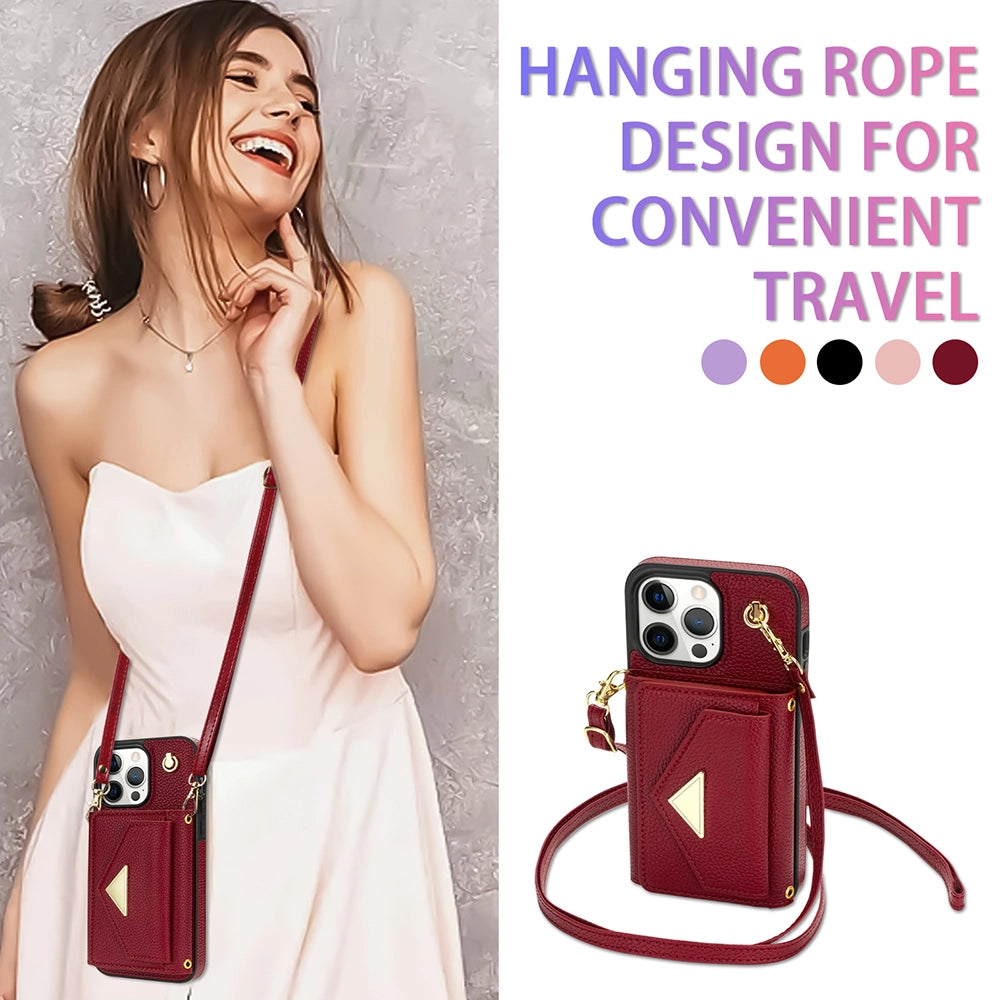 Leather Wallet Phone Case Crossbody Strap Set