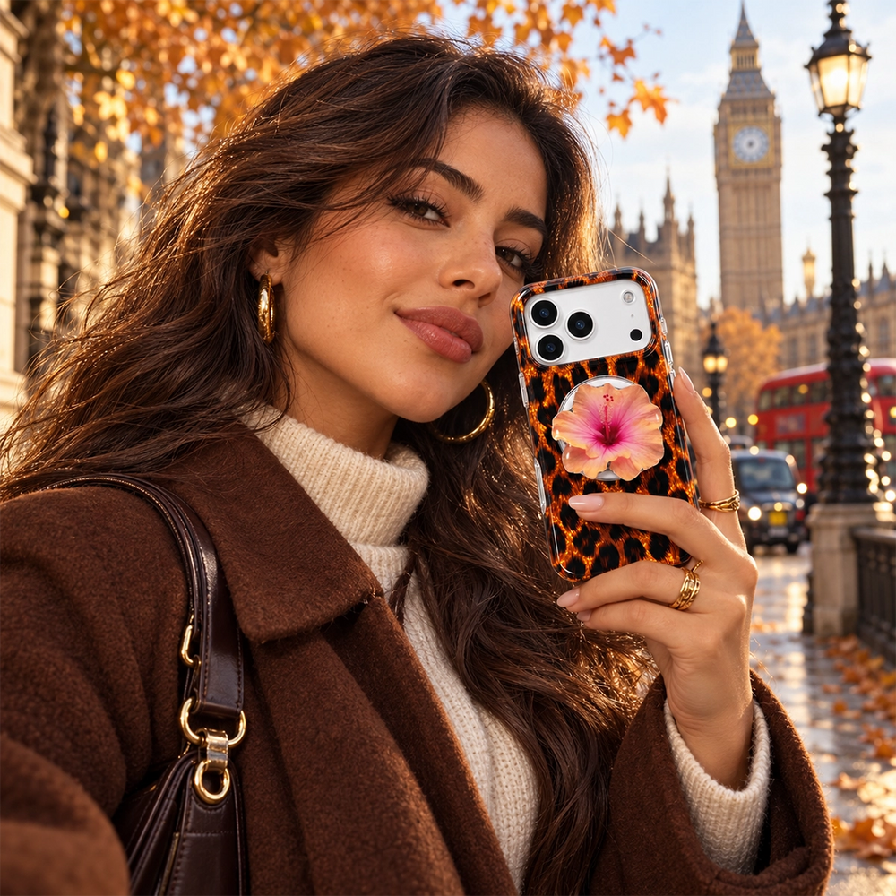 Glitter Leopard MagSafe Phone Case Grip Set-Brown