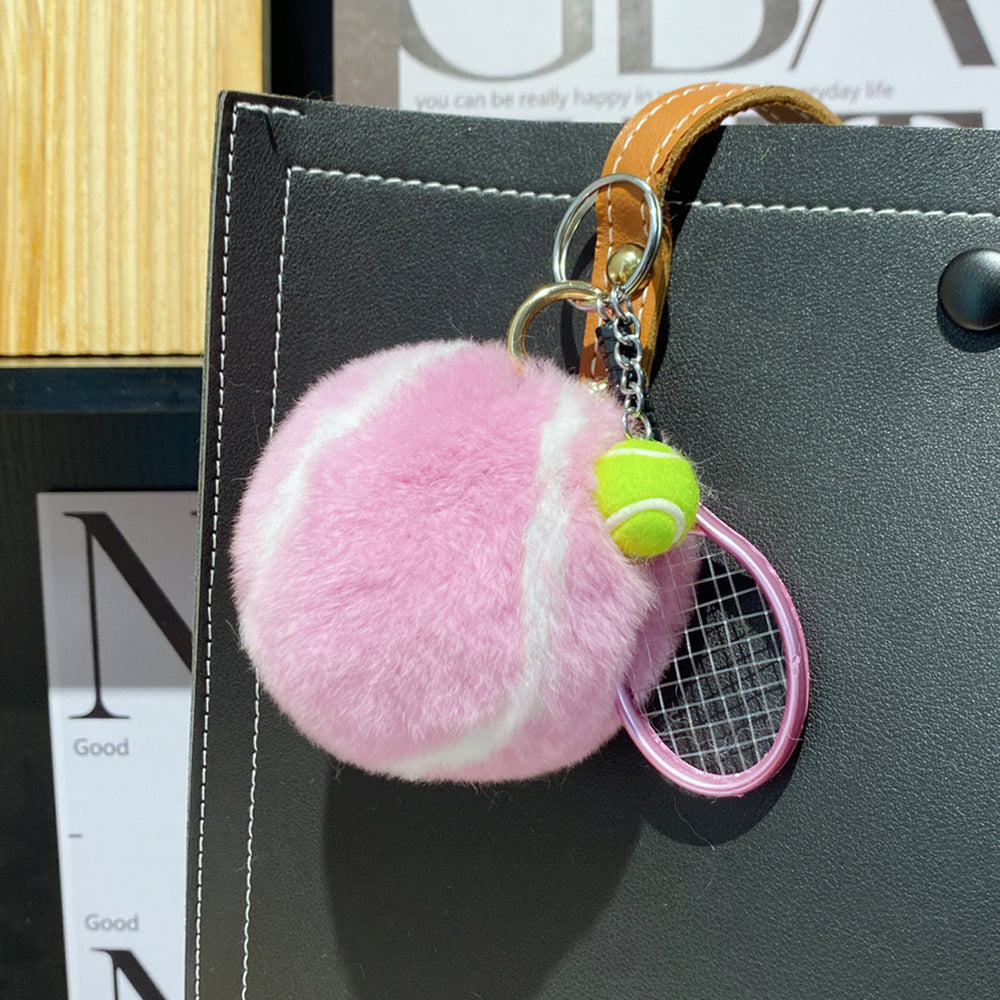 Furry Tennis Bag Phone Charm Keychain