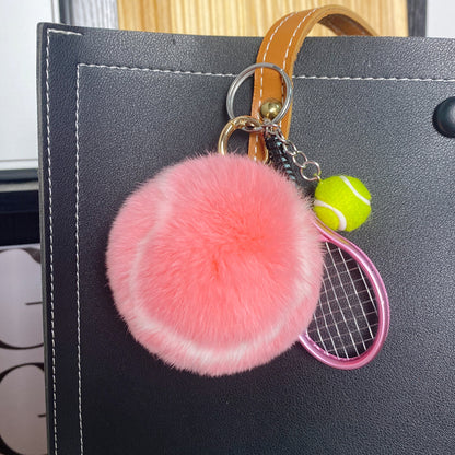 Furry Tennis Bag Phone Charm Keychain