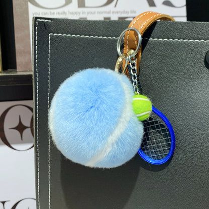 Furry Tennis Bag Phone Charm Keychain