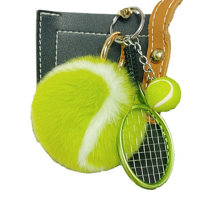 Furry Tennis Bag Phone Charm Keychain