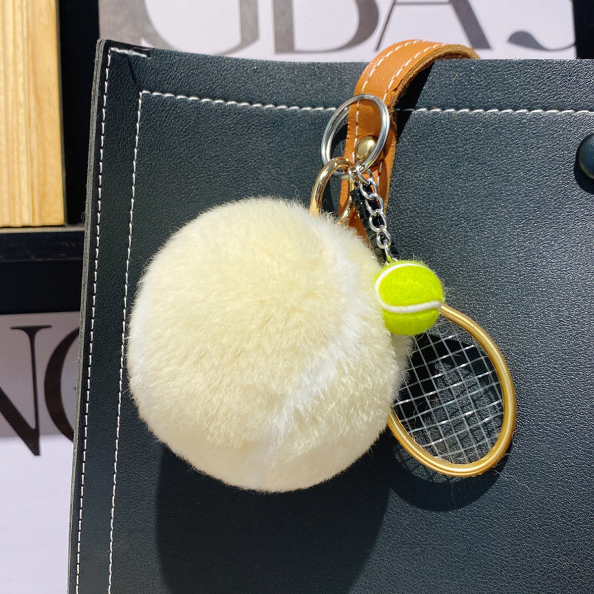 Furry Tennis Bag Phone Charm Keychain