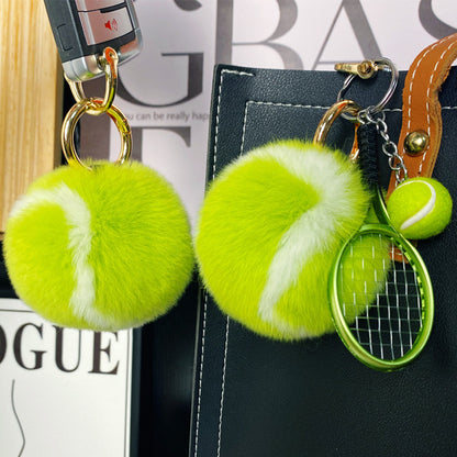 Furry Tennis Bag Phone Charm Keychain