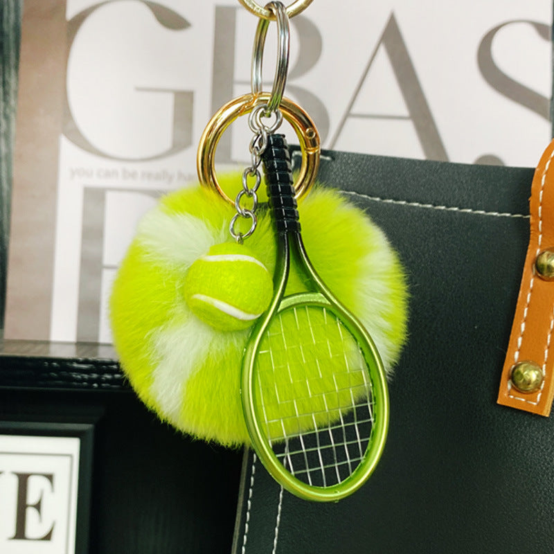 Furry Tennis Bag Phone Charm Keychain