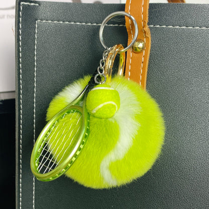 Furry Tennis Bag Phone Charm Keychain