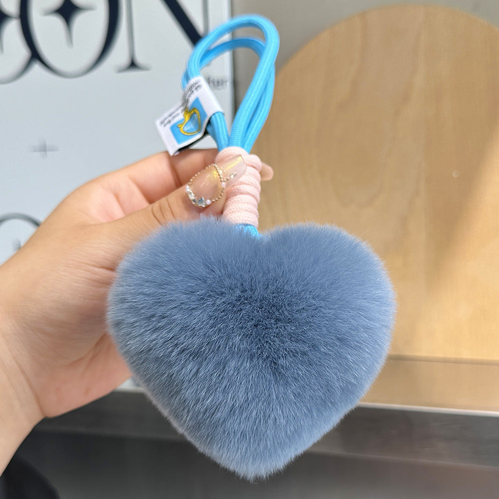 Furry Love Heart Phone Bag Charm