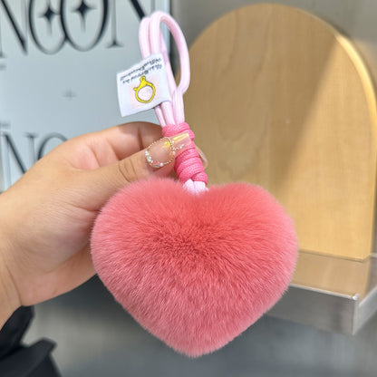 Furry Love Heart Phone Bag Charm