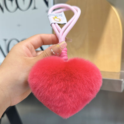 Furry Love Heart Phone Bag Charm