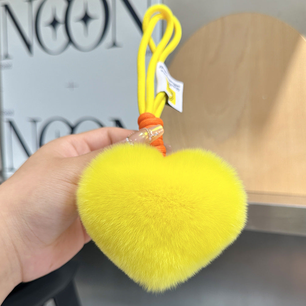 Furry Love Heart Phone Bag Charm