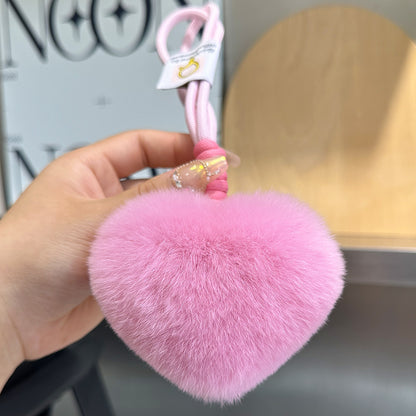 Furry Love Heart Phone Bag Charm