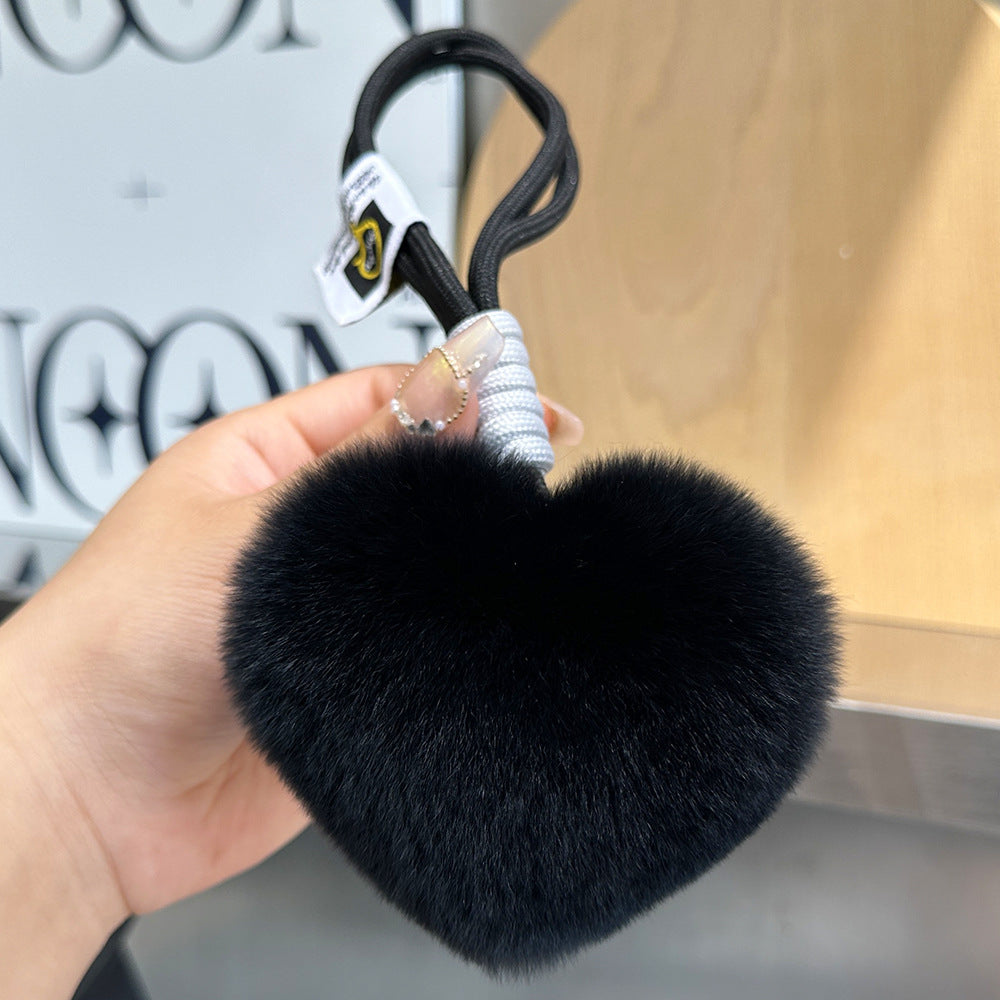 Furry Love Heart Phone Bag Charm