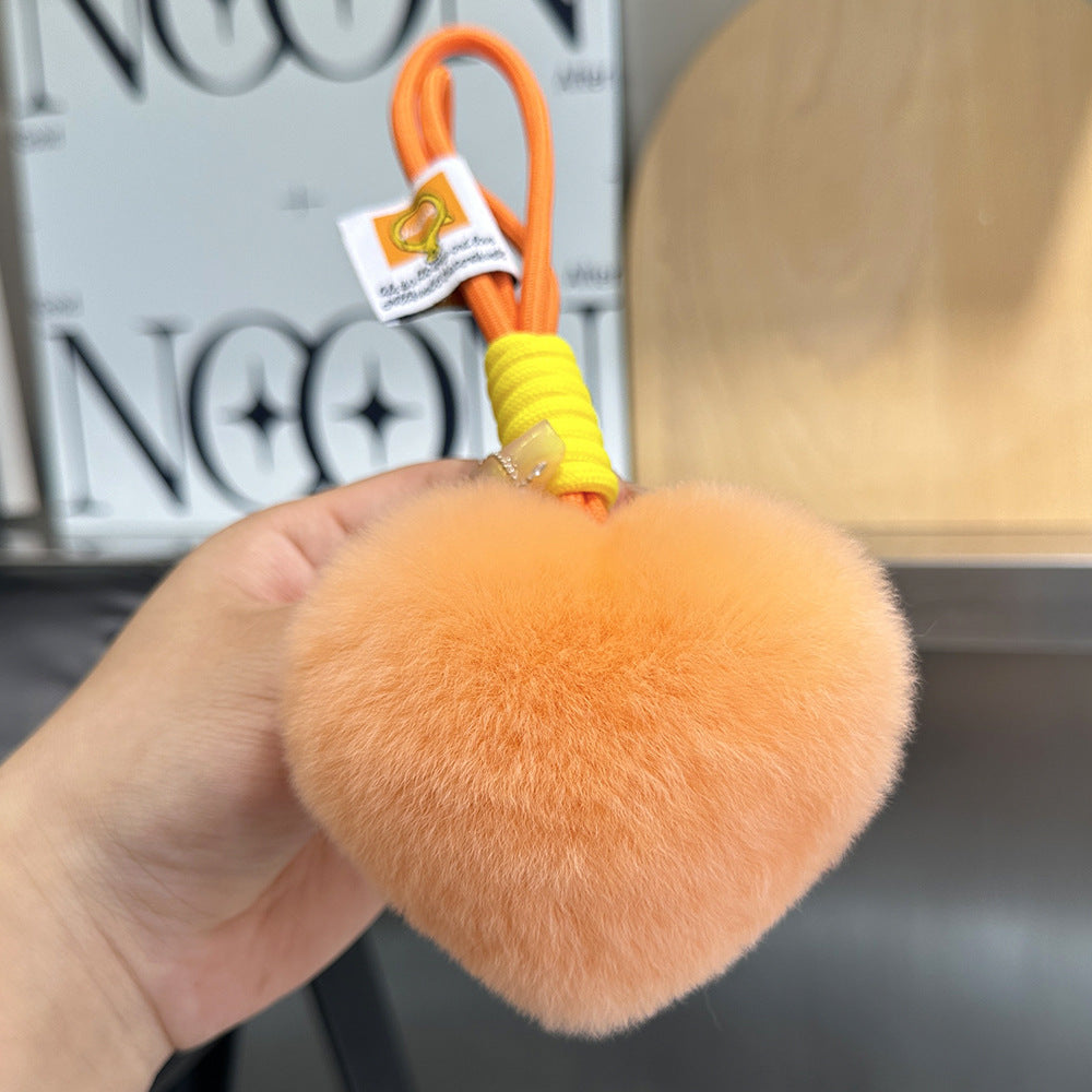 Furry Love Heart Phone Bag Charm