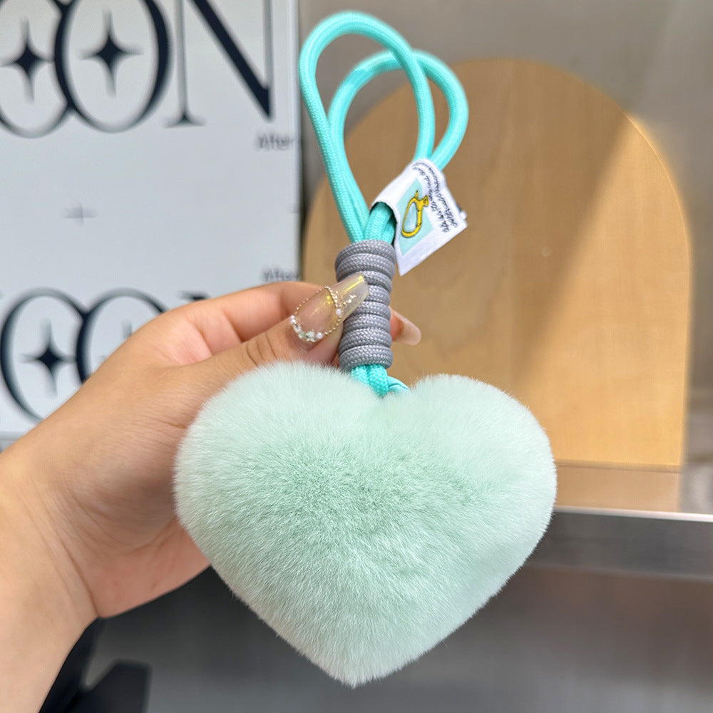 Furry Love Heart Phone Bag Charm