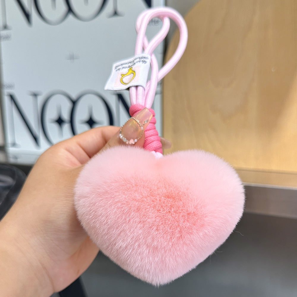 Furry Love Heart Phone Bag Charm