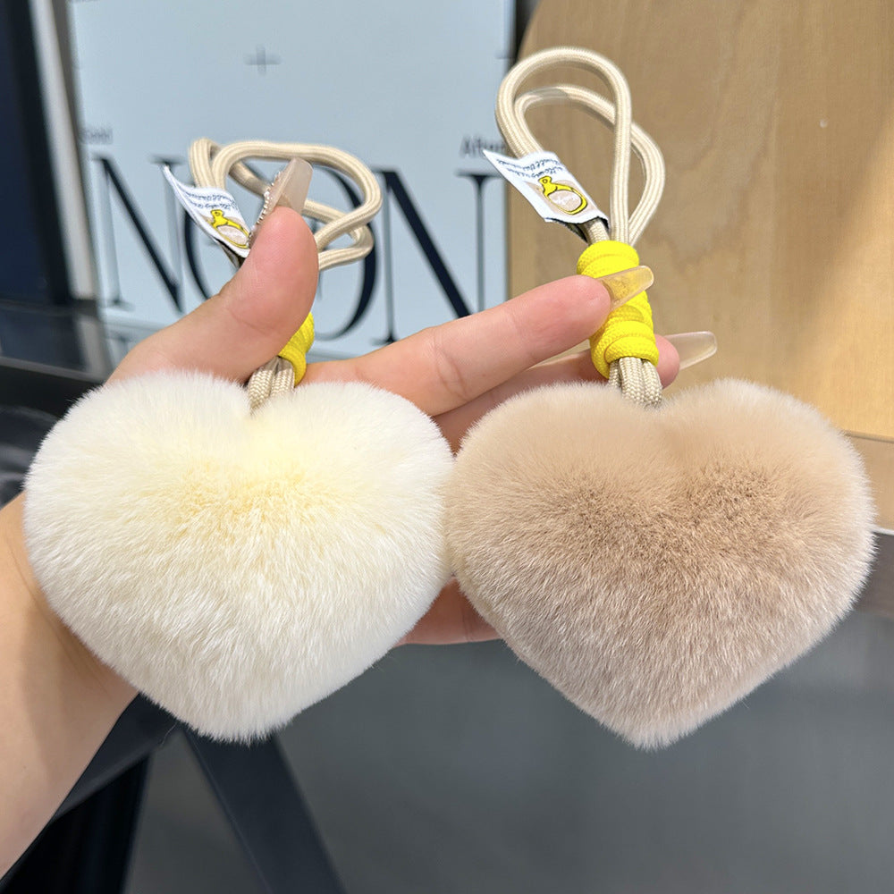 Furry Love Heart Phone Bag Charm