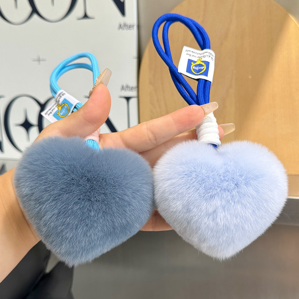 Furry Love Heart Phone Bag Charm