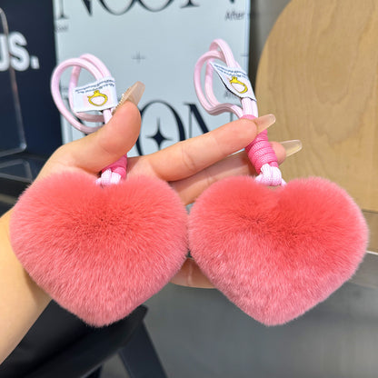 Furry Love Heart Phone Bag Charm