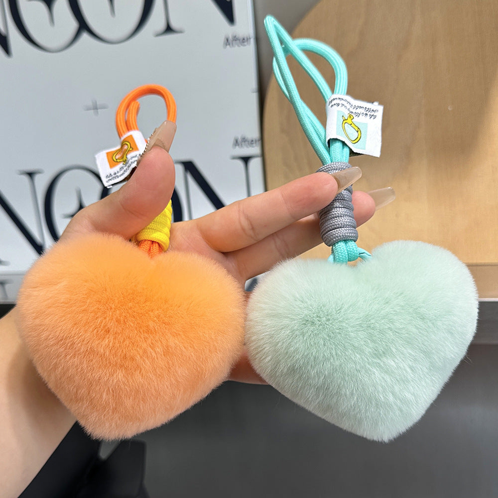 Furry Love Heart Phone Bag Charm