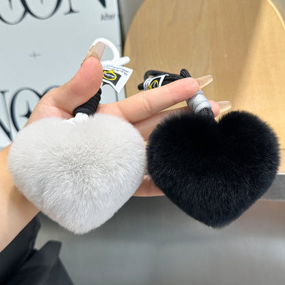 Furry Love Heart Phone Bag Charm