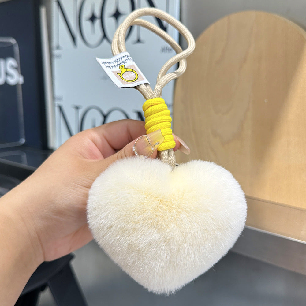 Furry Love Heart Phone Bag Charm