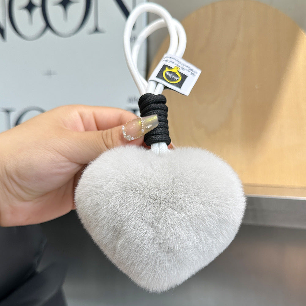 Furry Love Heart Phone Bag Charm