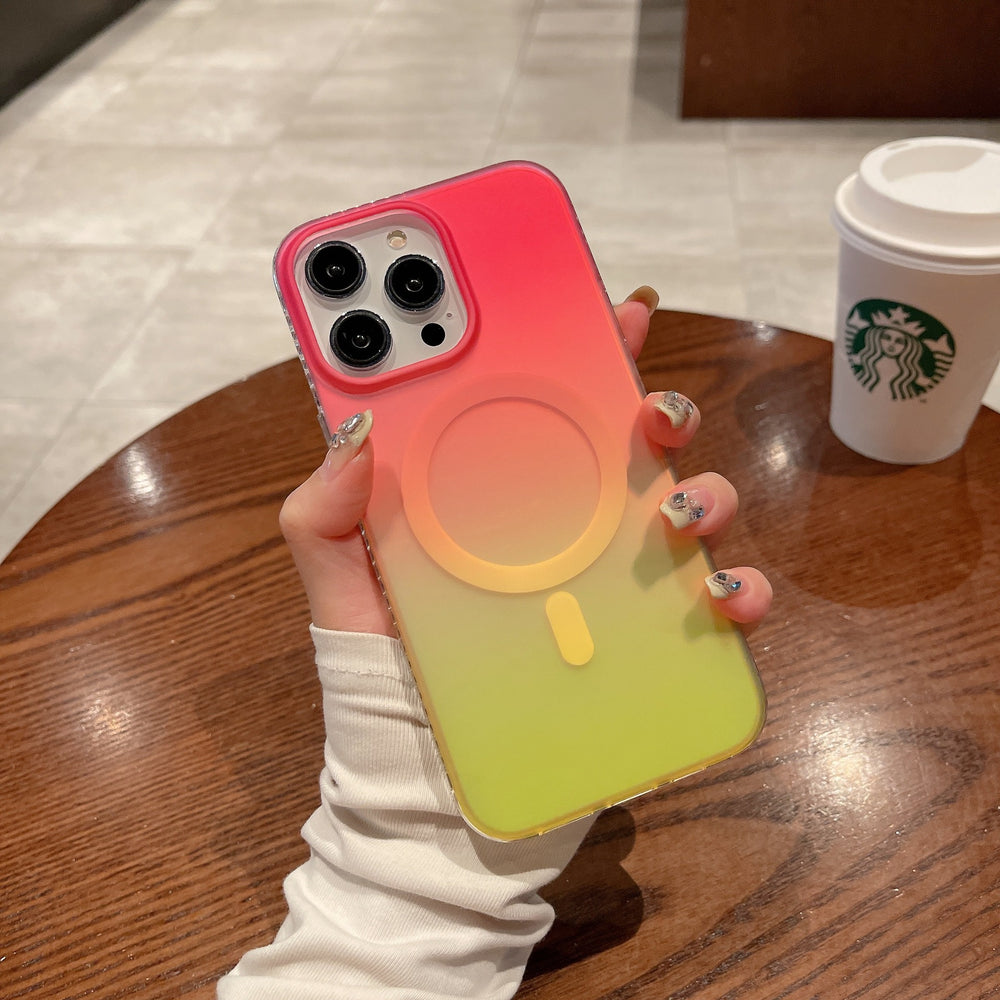 Neon Vibes｜Gradient Yellow Frosted MagSafe Phone Case Grip Set