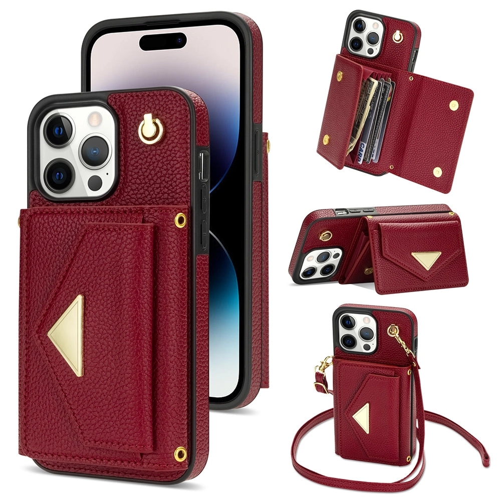 Leather Wallet Phone Case Crossbody Strap Set