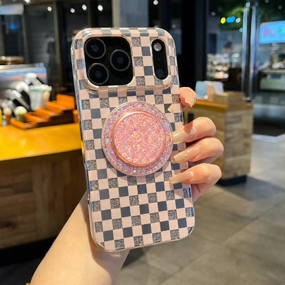 Glitter Chessboard MagSafe Phone Case Grip Set