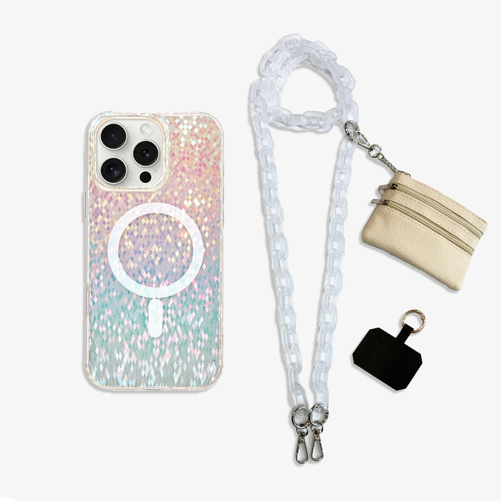 Stardust Glitter | Clear MagSafe Phone Case Crossbody Chain Set