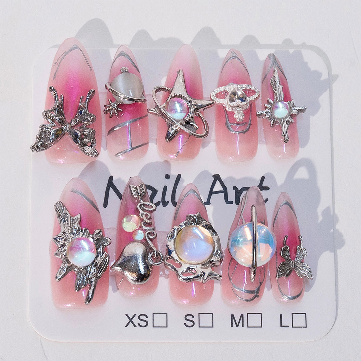 Pink Aurora Handmade Press on Nails