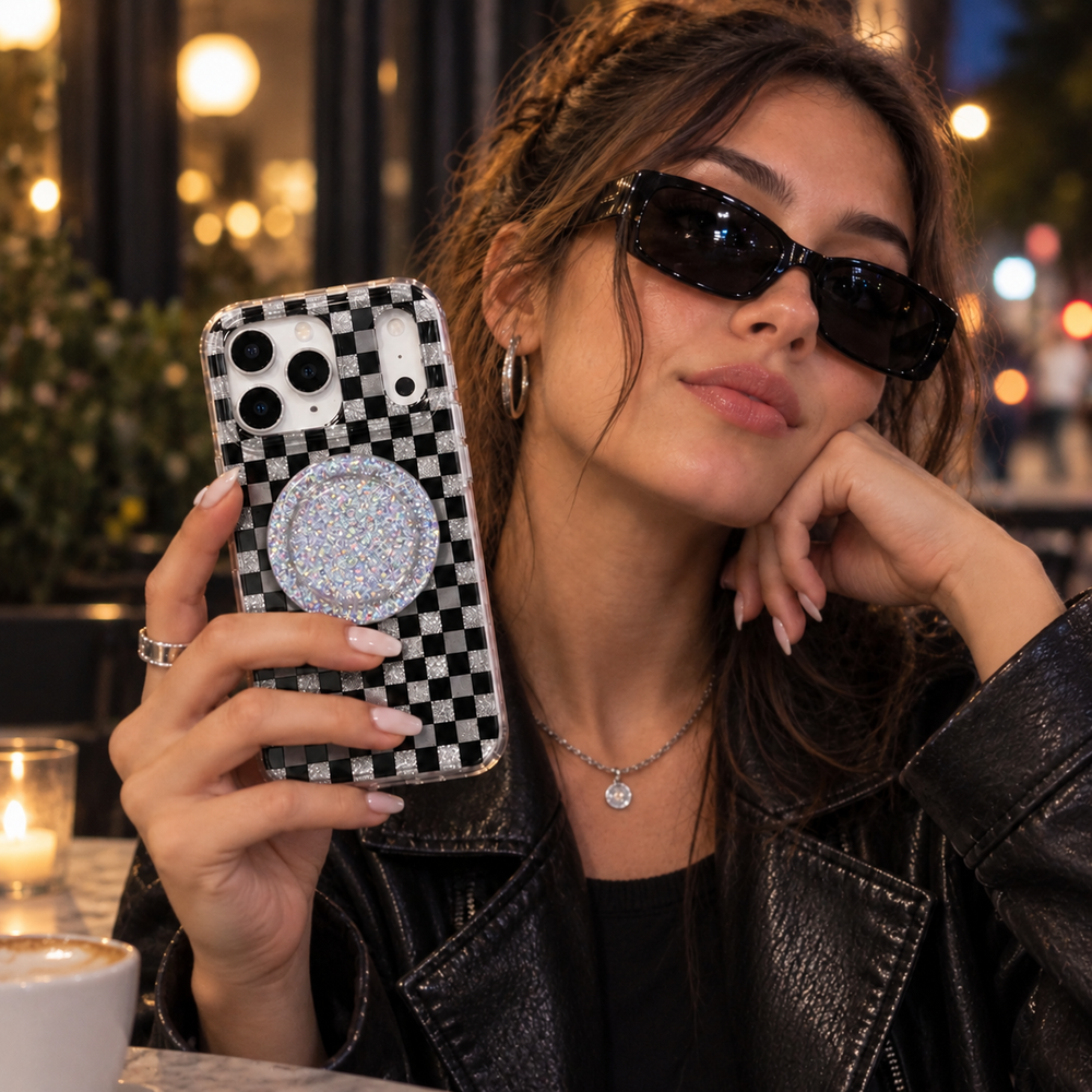 Glitter Chessboard MagSafe Phone Case Grip Set
