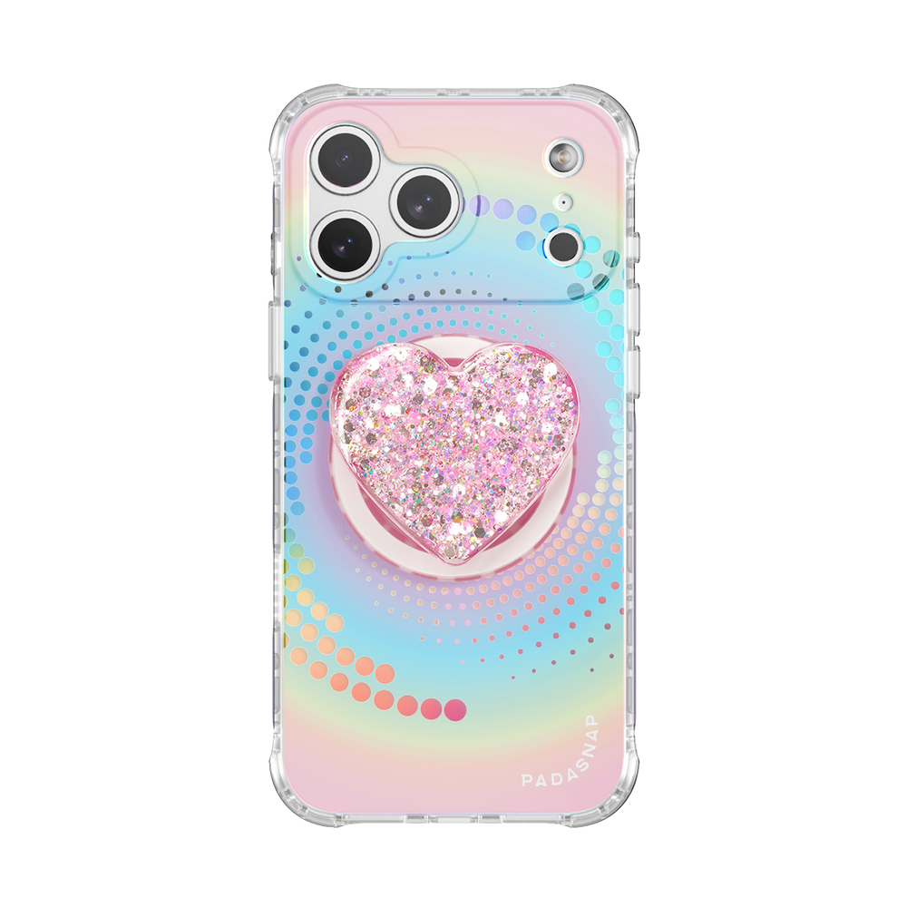 Rainbow Wave Heart MagSafe Phone Case Grip Set