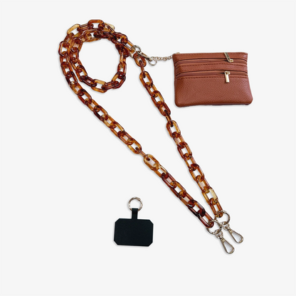 Acrylic Phone Crossbody Chain With Pouch