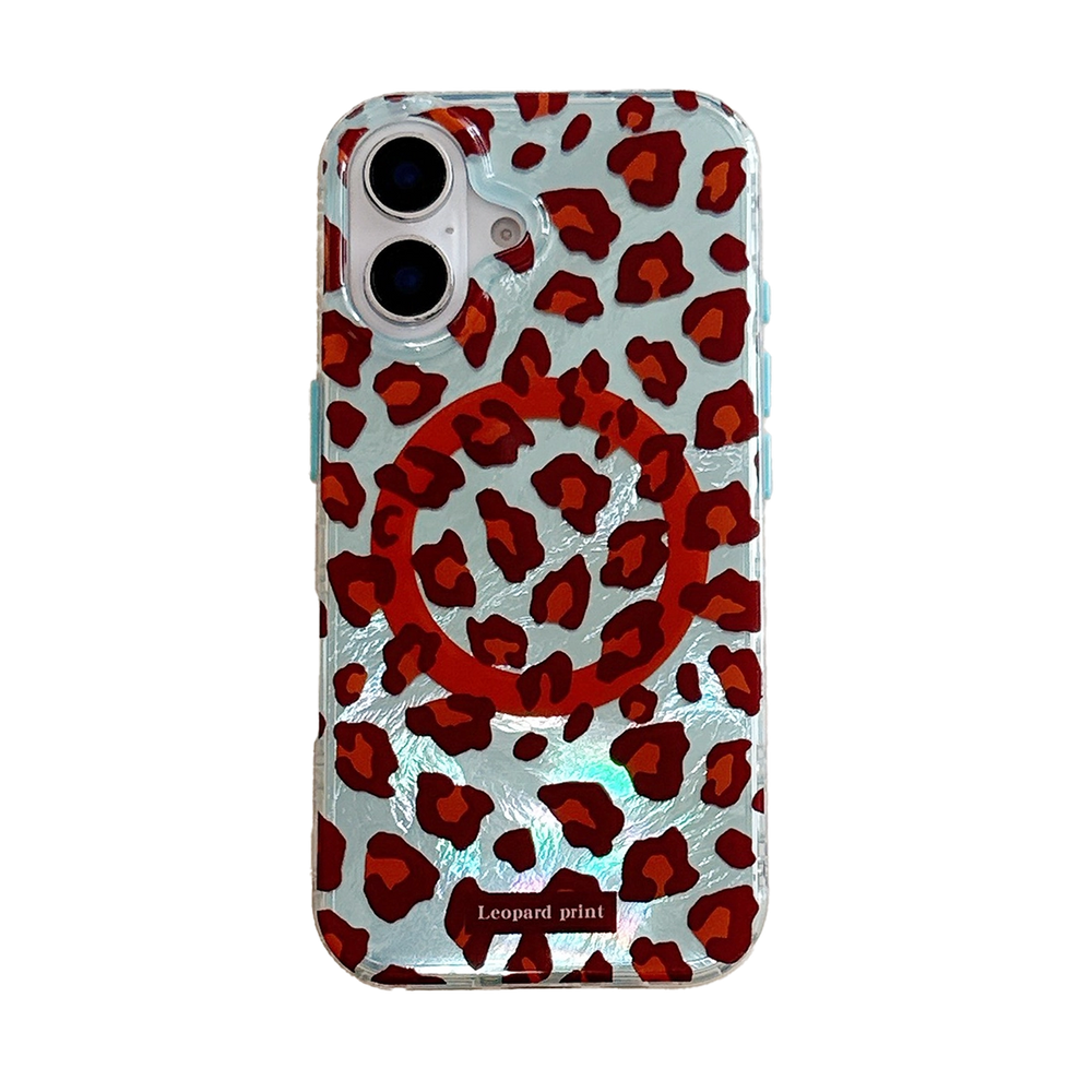 Leopard Print | Iridescent MagSafe Phone Case Grip Strap