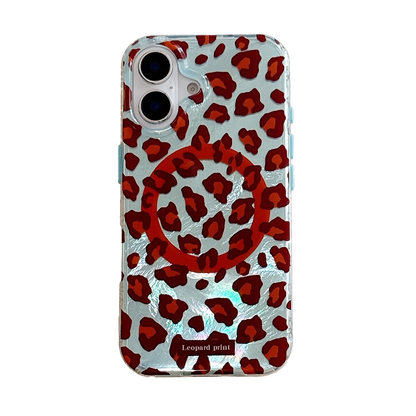 Leopard Print | Iridescent MagSafe Phone Case Grip Strap