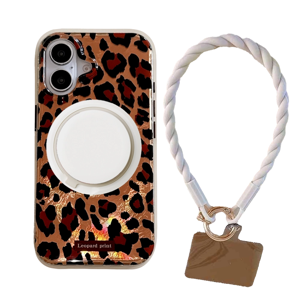 Leopard Print | Iridescent MagSafe Phone Case Grip Strap