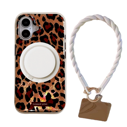 Leopard Print | Iridescent MagSafe Phone Case Grip Strap