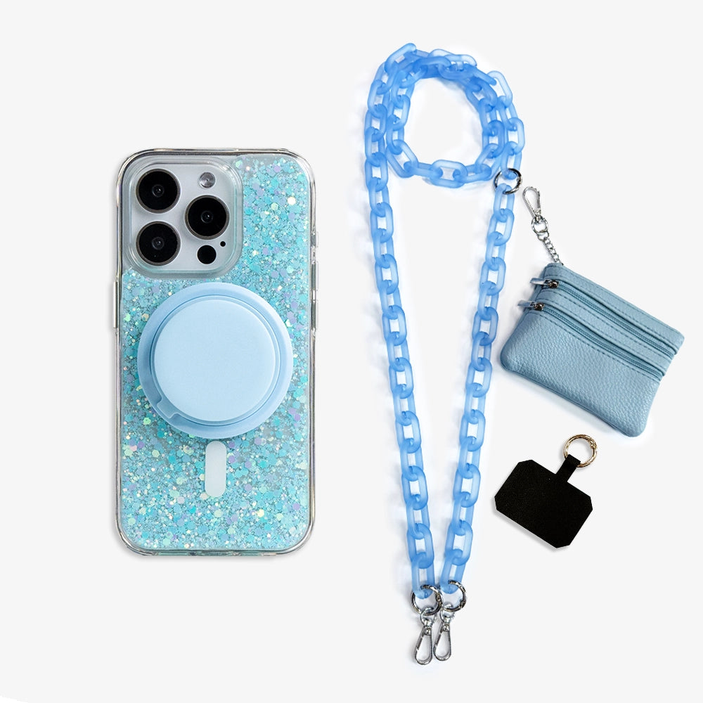 All That Glitter | MagSafe Phone Case Grip Crossbody Chain Set