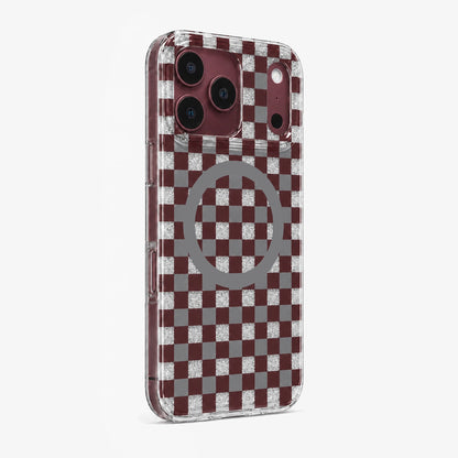 Glitter Chessboard MagSafe Phone Case-Burgundy