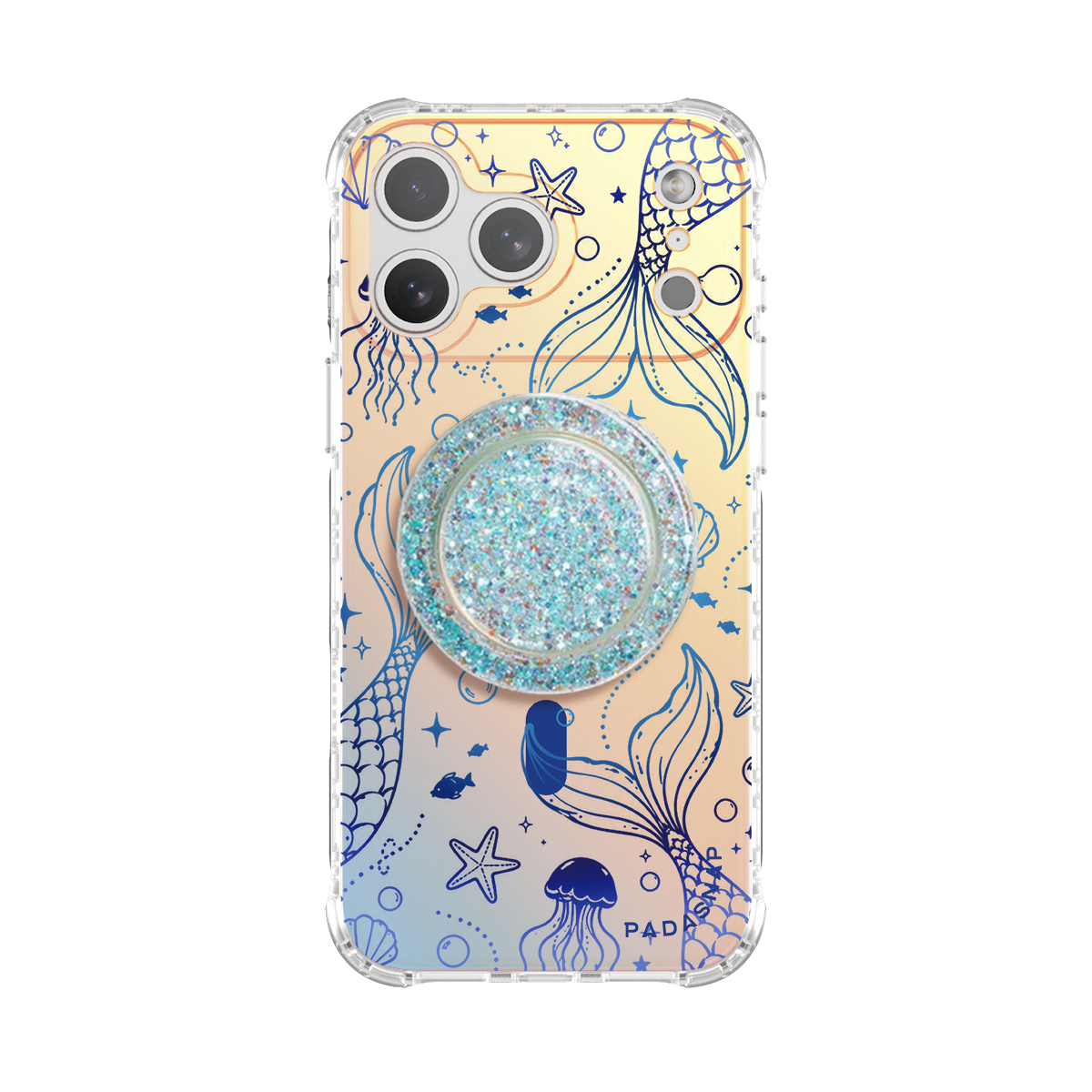 Mermaid Tail Iridescent Phone Case Grip Set