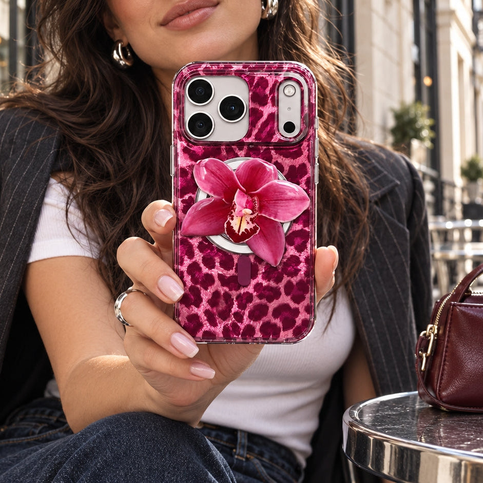 Wild Berry Leopard MagSafe Phone Case Grip Set