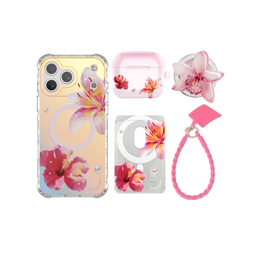 GlamFlora Pink iPhone Bundle Set