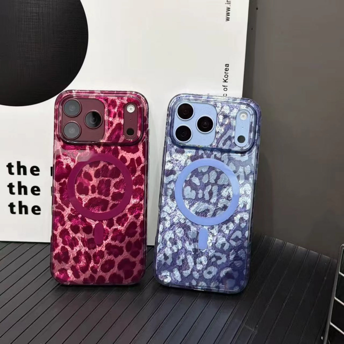Wild Lilac Leopard MagSafe Phone Case Grip Set